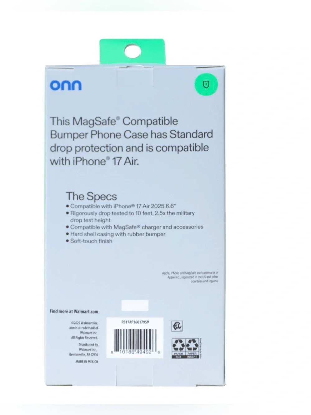 onn iPhone Air Case, MagSafe Compatible Bumper Case for Apple iPhone NEW!!